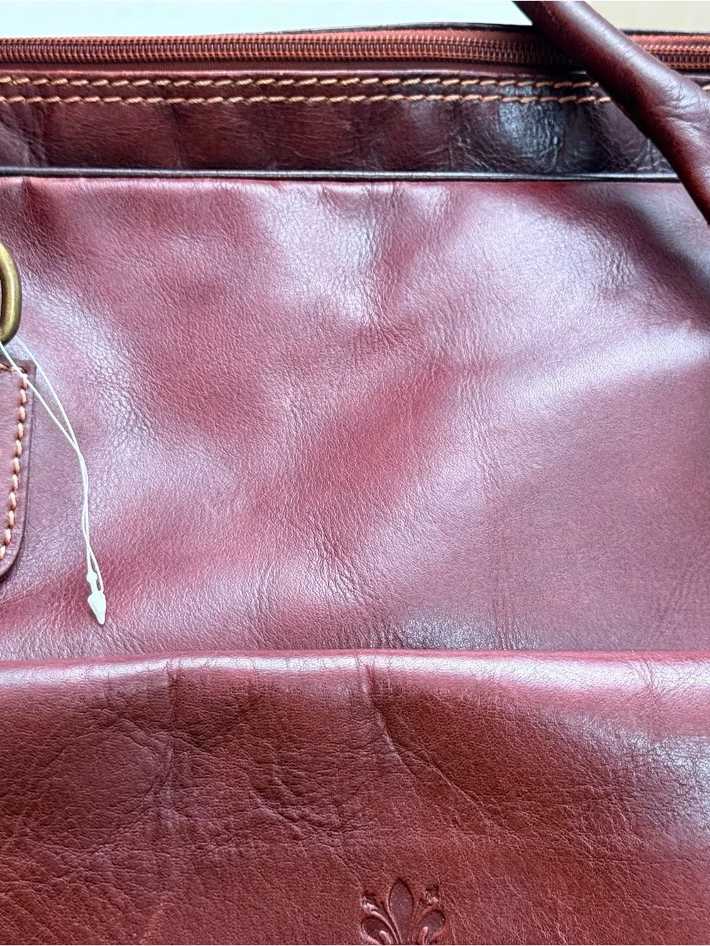 Large 24” Italian Genuine Leather Duffle Weekender Bag Burgundy Handmade Italy